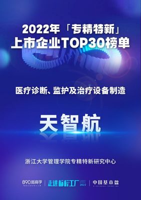 天智航入选"2022年专精特新上市企业TOP30榜单"
